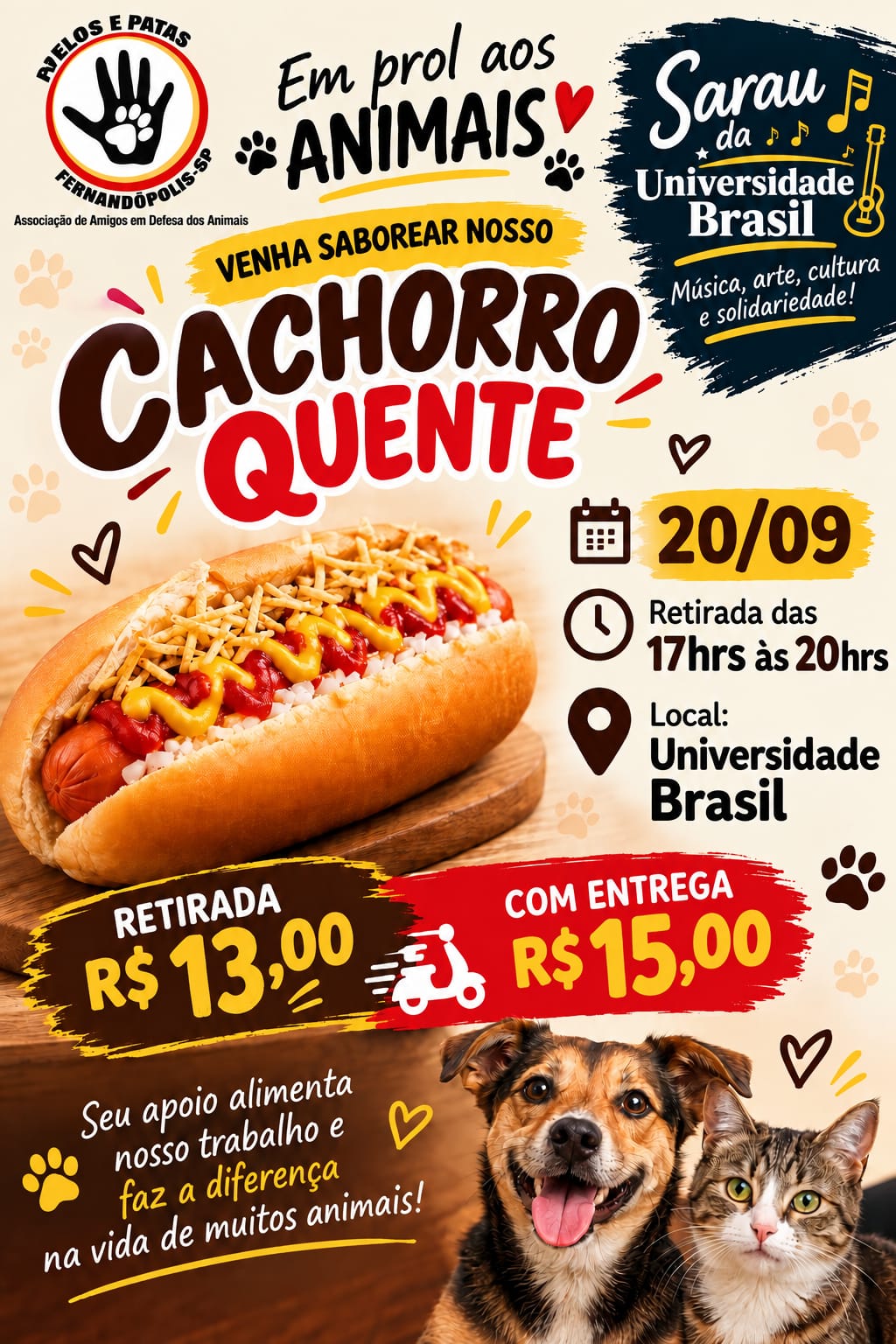 CACHORRO-QUENTE SOLIDÁRIO NO SARAU DA Universidade Brasil