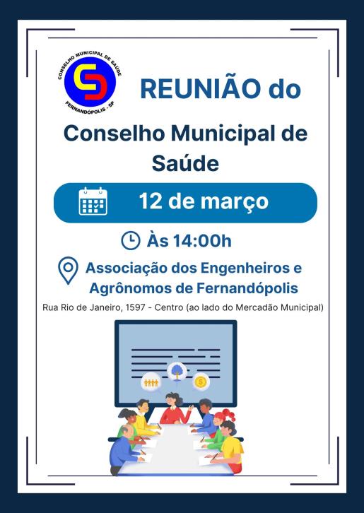 Conselho de Saúde promove hoje (12) a 11ª reunião ordinária