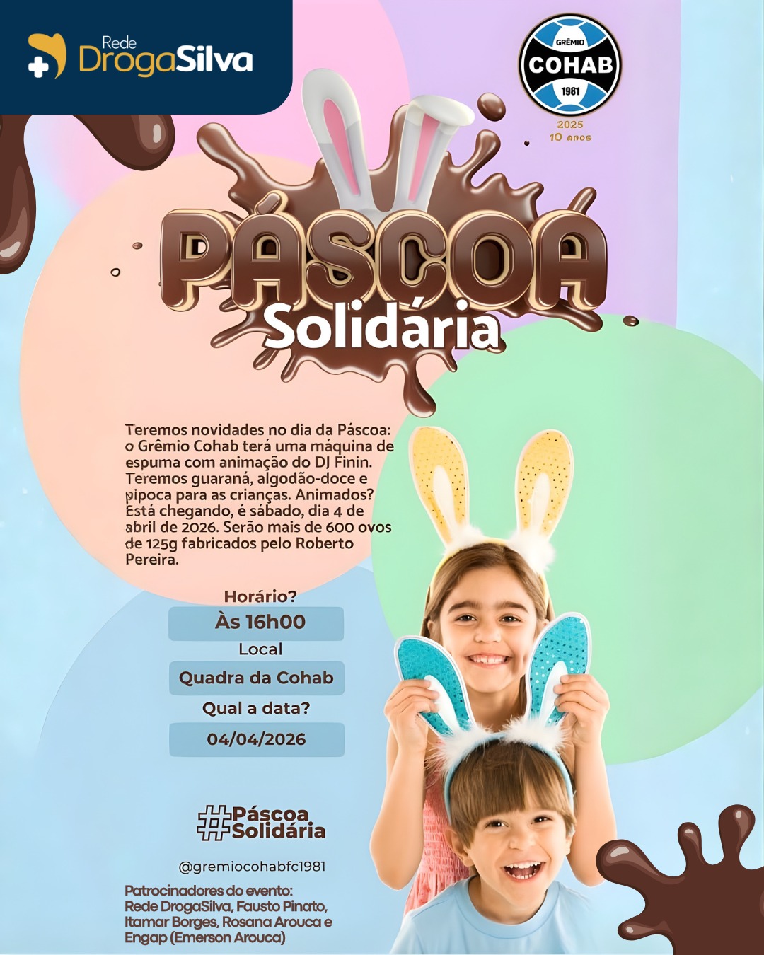 Páscoa Solidária vai distribuir mais de 600 ovos para crianças na Cohab